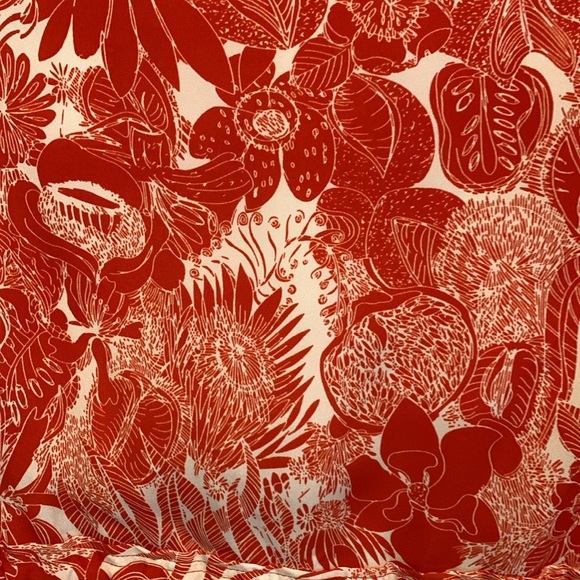 H&M tomato red/white sleeveless botanical print dress. Size 4. NWOT. - Picture 6 of 8